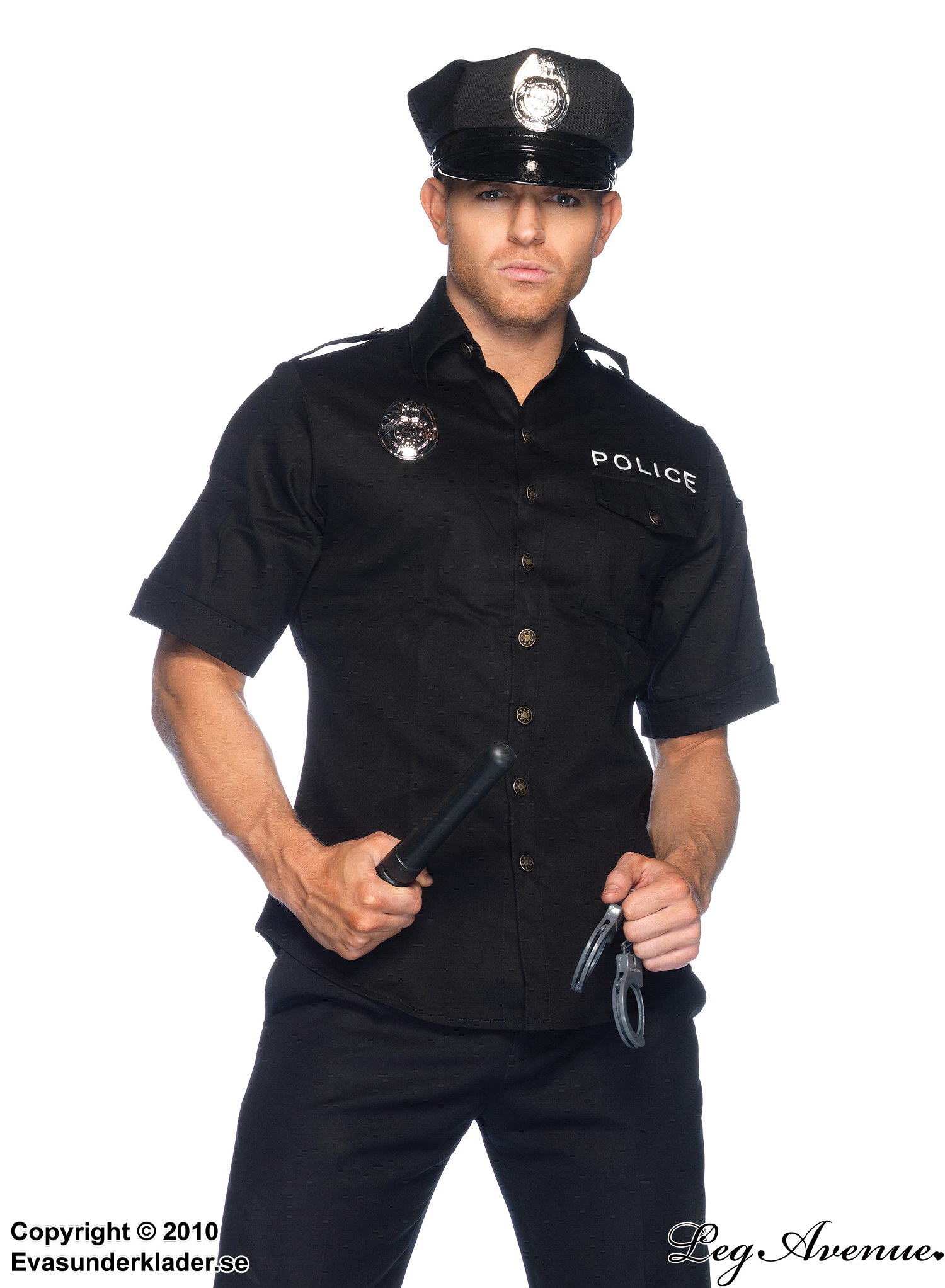 Police officer, costume set, short sleeves, buttons, pocket